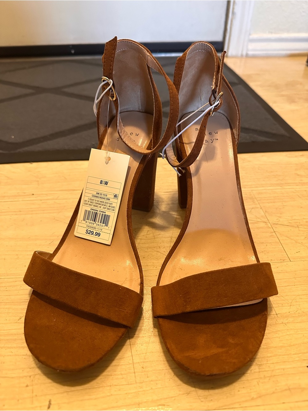 A New Day Cognac Block Heels - Size 8.5W